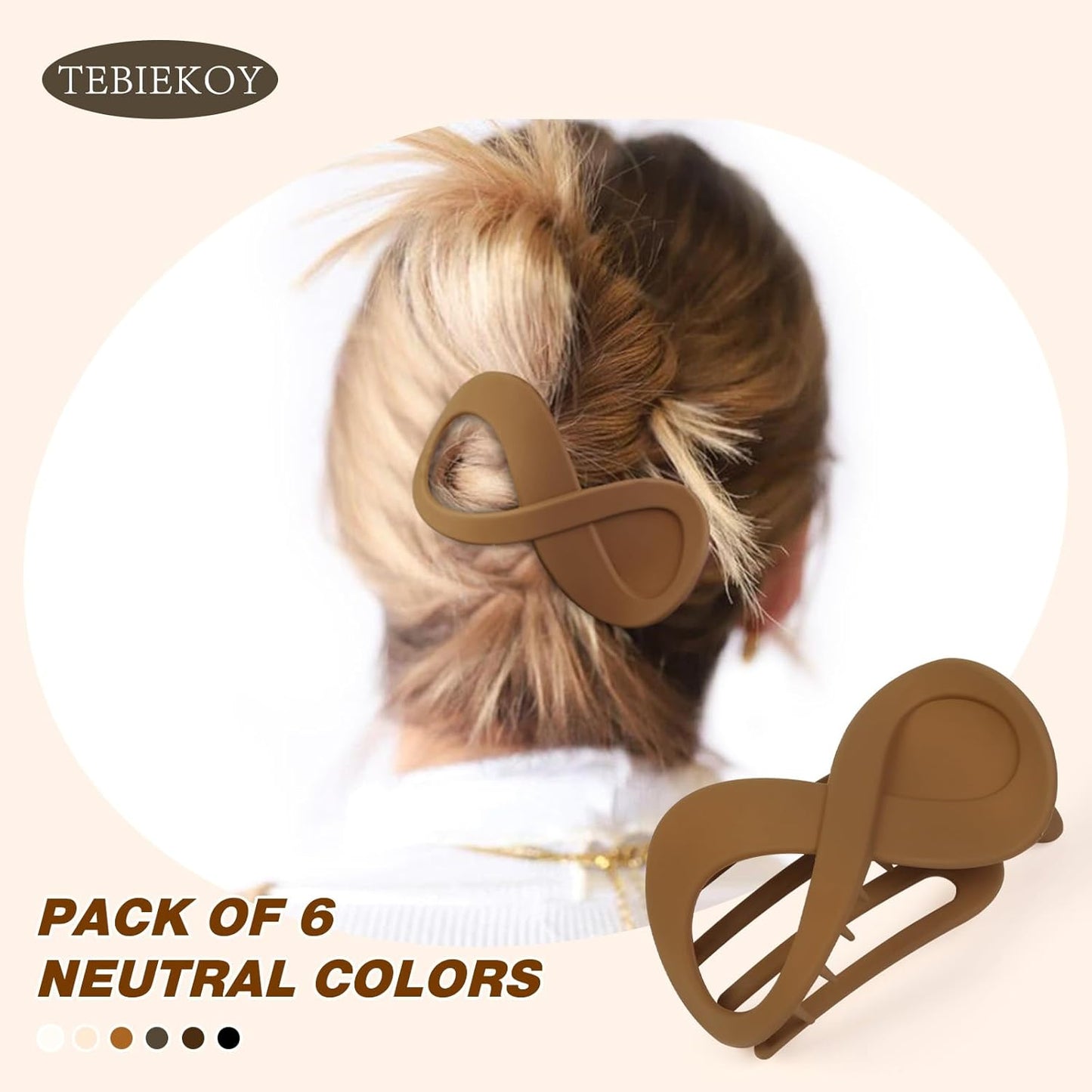 Flat Hair Clips for Women, 6Pcs French Concord Claw Clips for Thick Thin Hair Strong Hold No Slip Hair Claw Clips Lay down Hair Clip