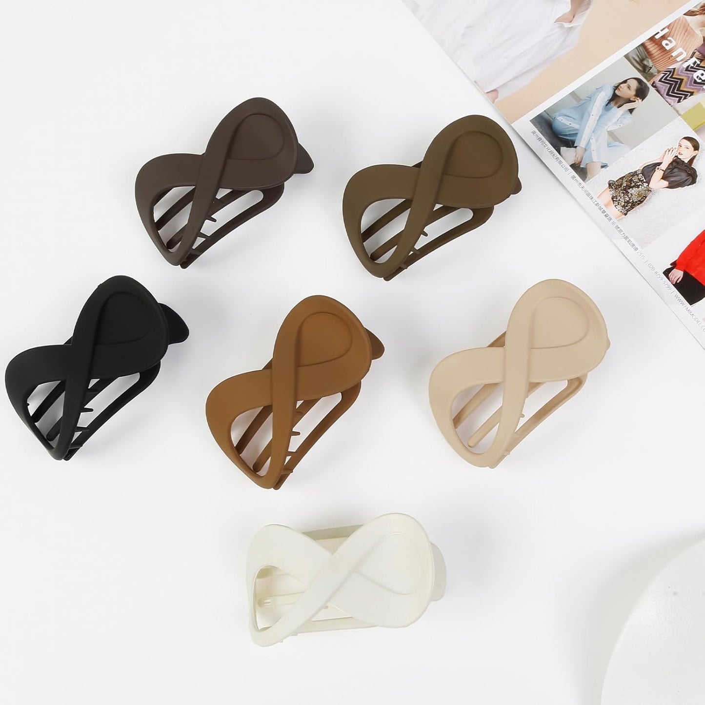 Flat Hair Clips for Women, 6Pcs French Concord Claw Clips for Thick Thin Hair Strong Hold No Slip Hair Claw Clips Lay down Hair Clip